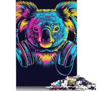Puzzle Koala avec écouteurs et Lunettes de Soleil pour Adolescents 1000 pièces Puzzle Cadeaux de Noël Casse-tête pour Adultes 1000 pièces (75 x 50 cm)