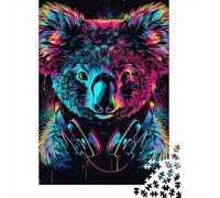 Puzzle Koala avec écouteurs et Lunettes de Soleil pour Adultes, 1 000 pièces, pour Adolescents de 12 Ans et Plus, Cadeaux de Noël, 1 000 pièces (38 x 26 cm)