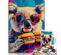 Puzzle Koala Mangeant Un Hamburger 1000 pièces pour Adultes et Adolescents, Jouet éducatif et décompressant, Cadeau d'anniversaire, décoration Murale (38x26cm)