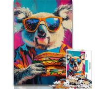 Puzzle Koala Mangeant Un Hamburger, 1000 pièces, pour Adultes, Jeu éducatif, défi, décoration d'intérieur Unique (75x50cm)