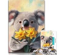 Puzzle Koala Tenant Une Fleur pour Adolescents, 1 000 pièces, pour stimuler Le Cerveau, Jouets addictifs pour cultiver la Patience, Une œuvre d'art (50x75cm)