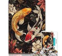 Puzzle Koi Japonais 1000 pièces pour Adolescents et Adultes, Jeu Familial Anti-Stress, défi Difficile, Cadeaux pour Amis et Famille (75x50cm)