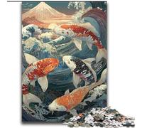 Puzzle Koi Japonais 2000 pièces, Jeu Stimulant et Familial avec Affiche et fiche de Questions-réponses 70x100cm