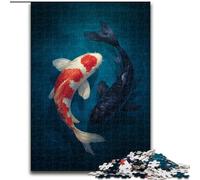 Puzzle Koi Noir et Blanc 1000 pièces, Jeu créatif pour la Famille et décoration d'intérieur, Cadeau de Noël idéal pour Les Adolescents 50x75cm