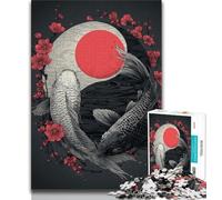 Puzzle Koi Noir et Blanc 1000 pièces pour Adultes, Cadeaux, Aide Le Cerveau à exercer, Jouets addictifs pour cultiver la Patience, Convient aux Couples (75x50cm)