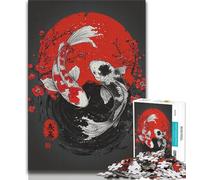 Puzzle Koi Noir et Blanc 1000 pièces pour Adultes et Adolescents, Aide Le Cerveau à exercer des Jouets addictifs pour cultiver la Patience Une œuvre d'art (38x26cm)