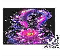 Puzzle Koi Violet Spirale 1000 Pièces Poisson Artistique Difficile Pièces Durables Carton Épais Premium Hommes Femmes 38x26cm