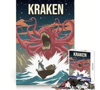 Puzzle Kraken,Monstre cryptide du Folklore,1000 pièces,pour Adultes,idéal pour développer Son raisonnement,Un Loisir paisible,Bords de qualité supérieure,Cadeau de Noël Unique (50x75cm)