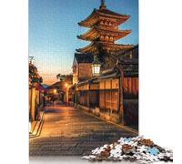 Puzzle Kyoto au crépuscule, Puzzle rectangulaire en Papier à emboîtement précis pour garçon ou Fille, Cadeaux de Noël, 1000 pièces (38 x 26 cm)