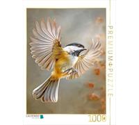 Puzzle · La beauté des Oiseaux - Illustrations | Une mésange en plein vol · 1000 pièces · Format assemblé 64 × 48 cm · CALVENDO Puzzle