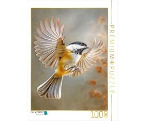 Puzzle · La beauté des Oiseaux - Illustrations | Une mésange en plein vol · 1000 pièces · Format assemblé 64 × 48 cm · CALVENDO Puzzle