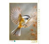 Puzzle · La beauté des Oiseaux - Illustrations | Une mésange en plein vol · 2000 pièces · Format assemblé 90 × 67 cm · CALVENDO Puzzle