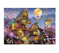 Puzzle la cabane enchantee des fees papillons 500 pieces adulte - colle incluse - collection feerique fantastique - set puzzle et carte