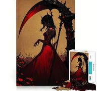 Puzzle La Faucheuse Rouge dans Un Champ de Fleurs pour Adultes, 1000 pièces, Exercice cérébral, détente, Bords précis, Collection Artistique (50x75cm)