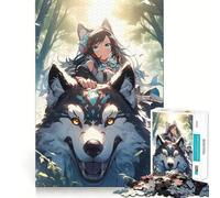 Puzzle La Fille et Le Loup 1000 pièces pour Adolescents Améliore la mémoire Détendez-Vous Cadeau Unique aux Bords Nets 50x75cm