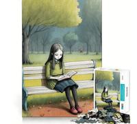 Puzzle La Fille sur Un Banc pour Adultes, 1000 pièces, stimule la mémoire, apaise et divertit, découpe de qualité supérieure, Cadeau attentionné 50x75cm