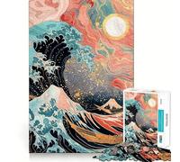 Puzzle La Grande Vague au Coucher du Soleil pour Adultes, 1000 pièces, Think Smart Toy, Lien Familial, découpe précise, Cadeau de Saison 38x52cm