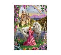 Puzzle la Licorne Blanche et la Princesse - 500 Pieces - Set Puzzle Collection Animaux fantastiques et 1 Carte Tigre