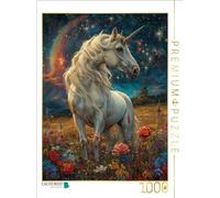 Puzzle · La Magie de la Licorne sous Un Ciel étoilé | Une mer de fleurs colorées dans la nuit · 1000 pièces · Format assemblé 64 × 48 cm · CALVENDO Puzzle
