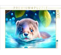Puzzle · La Natation, C'est Bon pour la santé | Mignonne loutre nageant dans une eau turquoise · 1000 pièces · Format assemblé 64 × 48 cm · CALVENDO Puzzle