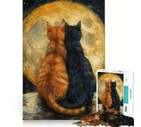 Puzzle La Nuit étoilée avec des Chats pour Adolescents, 1000 pièces, Jeu de logique Robuste, Anti-Stress, Bords Transparents, Cadeau Classique 50x75cm