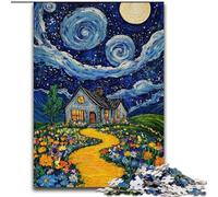 Puzzle La Nuit étoilée de Van Gogh 1000 pièces pour Adultes et Adolescents, Jeux éducatifs à Faire soi-même avec Affiche et fiche de Questions Assorties (26x38cm)