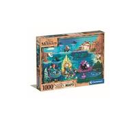 Clementoni The Story Maps Little Mermaid Adulte 1000 pièces, Personnage Disney, Dessin animé, Puzzle Princesse-fabriqué en Italie, 39664, Multicolore, Medium