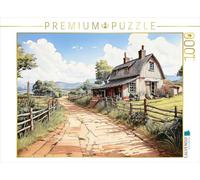 Puzzle · La Route Non goudronnée mène à Une Petite Exploitation agricole | La vue romantique d'une idylle rurale · 1000 pièces · Format assemblé 64 × 48 cm · CALVENDO Puzzle