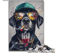 Puzzle Labrador à Lunettes pour Adultes 1000 pièces, Jouets éducatifs et éducatifs pour la Famille, idéal pour la décoration de Bureau (26x38cm)