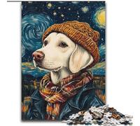 Puzzle Labrador Ciel étoilé 1000 pièces pour Adultes et Adolescents, Jeu Stimulant et Jeu en Famille, Collection d'artistes, Beaux-Arts pour Les 14 Ans et Plus 26x38cm