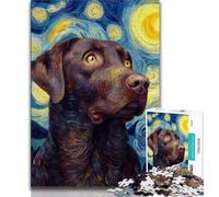 Puzzle Labrador Ciel Nocturne pour Adolescents 1000 pièces, Jeu Stimulant et Jeu Familial avec des pièces entièrement emboîtables de Formes aléatoires 38x26cm