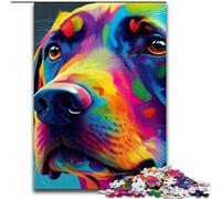 Puzzle Labrador coloré en Bois pour Adultes, 1 000 pièces, idéal pour se détendre et se Mettre au défi Décoration d'intérieur colorée, pour Les Amis(1 000 pièces, 50x75cm)