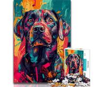 Puzzle Labrador de Style Basquiat 1000 pièces pour Adultes et Adolescents, Staycation Kill Time, Chaque pièce est Unique - Jeu Familial Stimulant et Amusant (75x50cm)