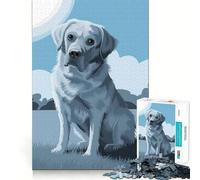 Puzzle Labrador Retriever Blanc Adulte 1000 Pièces Jeu de mémoire Amusant Découpe de Haute précision Facile à Apprendre Plaisir en Famille (38x52cm)