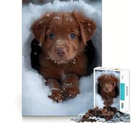 Puzzle Labrador Retriever des neiges 1000 pièces pour Adolescents, Jeu de logique Fine, Loisirs faciles, Bords Nets, Cadeau de Festival (38x26cm)