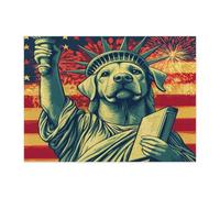 Puzzle Labrador Retriever du 4 juillet pour adultes, 500 pièces, puzzle en bois vintage anniversaire de 250 ans, décoration patriotique pour divertissement à domicile