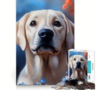Puzzle Labrador Retriever Jaune 1000 pièces Jeu de réflexion de qualité supérieure,découpé au Laser Exercice Mental Calme à Faire à la Maison (38x52cm)
