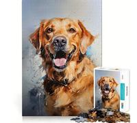 Puzzle Labrador Retriever Jaune pour Adultes 1000 Pièces Jeu de Réflexion et d'Aptitude Découpe de Haute Précision Défi Divertissant pour Les Temps Passants (38x52cm)