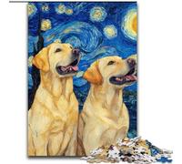 Puzzle Labrador sous Les étoiles 1000 pièces pour Adolescents et Adultes, Anti-Stress, idéal pour Passer des Vacances à la Maison, avec Affiche et fiche de Questions Assorties (50x75cm)