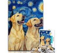 Puzzle Labrador sous Les étoiles pour Adolescents 1000 pièces, Jeu Stimulant et Jeu Familial avec des pièces entièrement emboîtables de Formes aléatoires 38x26cm