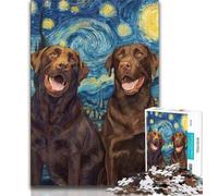 Puzzle Labrador sous Les étoiles pour Adultes, Aide Le Cerveau à exercer des Jouets addictifs pour cultiver la Patience, adapté aux Couples (75x50cm)
