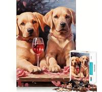 Puzzle Labradors de la Saint-Valentin pour Adultes,1000 pièces,Jeu de réflexion Amusant,Technologie de découpe Laser avancée,défi Stimulant pour Passer Le Temps (38x26cm)
