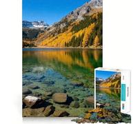Puzzle Lac Alpin en Automne 1000 pièces Jeu Stimulant Le Cerveau Ajustement Parfait Divertissement d'intérieur Confortable pour Tous (50x75cm)