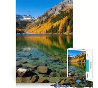 Puzzle Lac Alpin en Automne pour Adolescents 1000 pièces Jeu de réflexion Découpe Laser pour Un Assemblage Parfait Exercice Mental Calme à la Maison (38x52cm)