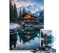 Puzzle Lac Alpin pour Adolescents 1000 Pièces Jeu de Détection des Effondres Découpe Laser pour Un Assemblage Parfait Exercice Mental Calme à la Maison (38x52cm)