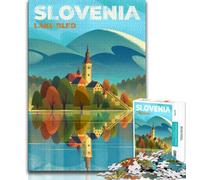Puzzle Lac de Bled Slovénie pour Adultes 1000 pièces, Jeu éducatif, Jouet de défi, idéal comme Cadeau pour Toute la Famille 38x26cm