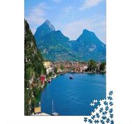 Puzzle Lac de Garde 1000 Pièces pour Adolescents - Stimulant Intellectuel en Carton Écologique De Qualité, Cadeau Unique Et Éducatif 70x50cm/1000pcs