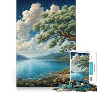 Puzzle Lac Nuit Étoilée pour Adultes 1000 Pièces Jeu Intelligent Anti-Stress Motif à Assembler Cadeau Touchant 38x52cm