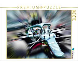 Puzzle · L'Allemand Sebastian Vettel, Quadruple Champion du Monde, a Fait | ses débuts en 2021 au sein de l'écurie britannique Aston Martin · 1000 pièces · Format assemblé 64 × 48 cm · CALVENDO Puzzle