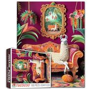 Puzzle lama fantaisiste de 1000 pièces pour adultes - Canapé coloré - Décoration de chambre tropicale amusante et stimulante - Idée cadeau unique - Puzzle d'art d'intérieur vibrant pour la relaxation